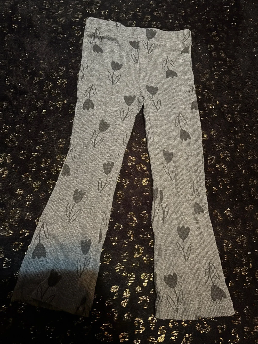 Girls' Gray Tulip-Print Long Sleeve Shirt  and Pants Set